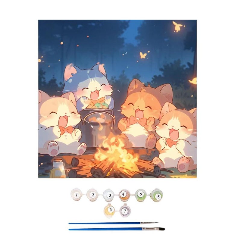Kitten Number Oil Painting DIY Coloring Cute Cartoon Animal Craft Children's Simple Oil Painting Decoration Wholesale